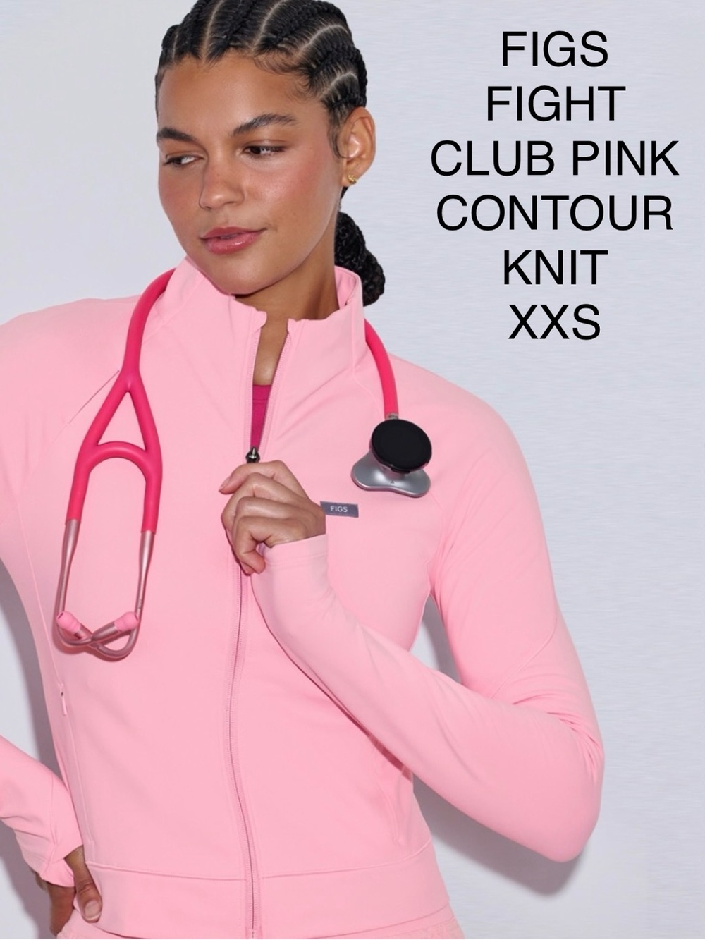 Figs Fight Club Pink Contour Knit Jacket